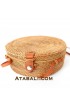 Ata round bag plain pattern with leather clip